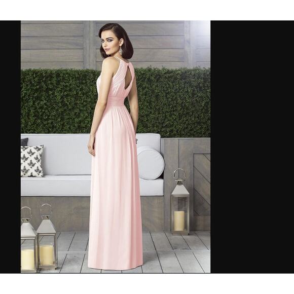 Vivian Diamond Dessy Collection Blush Chiffon Cut Out Maxi Bridesmaid 2906 - Picture 13 of 13